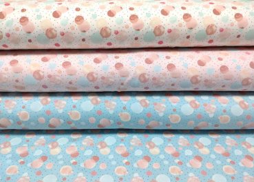 Jersey Bubbles rose, white or aqua blue fabric for kids